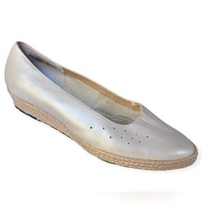 Ros Hommerson Espadrilles Leather Envy Low Wedge Espadrille Slip On Flats 9 Wide